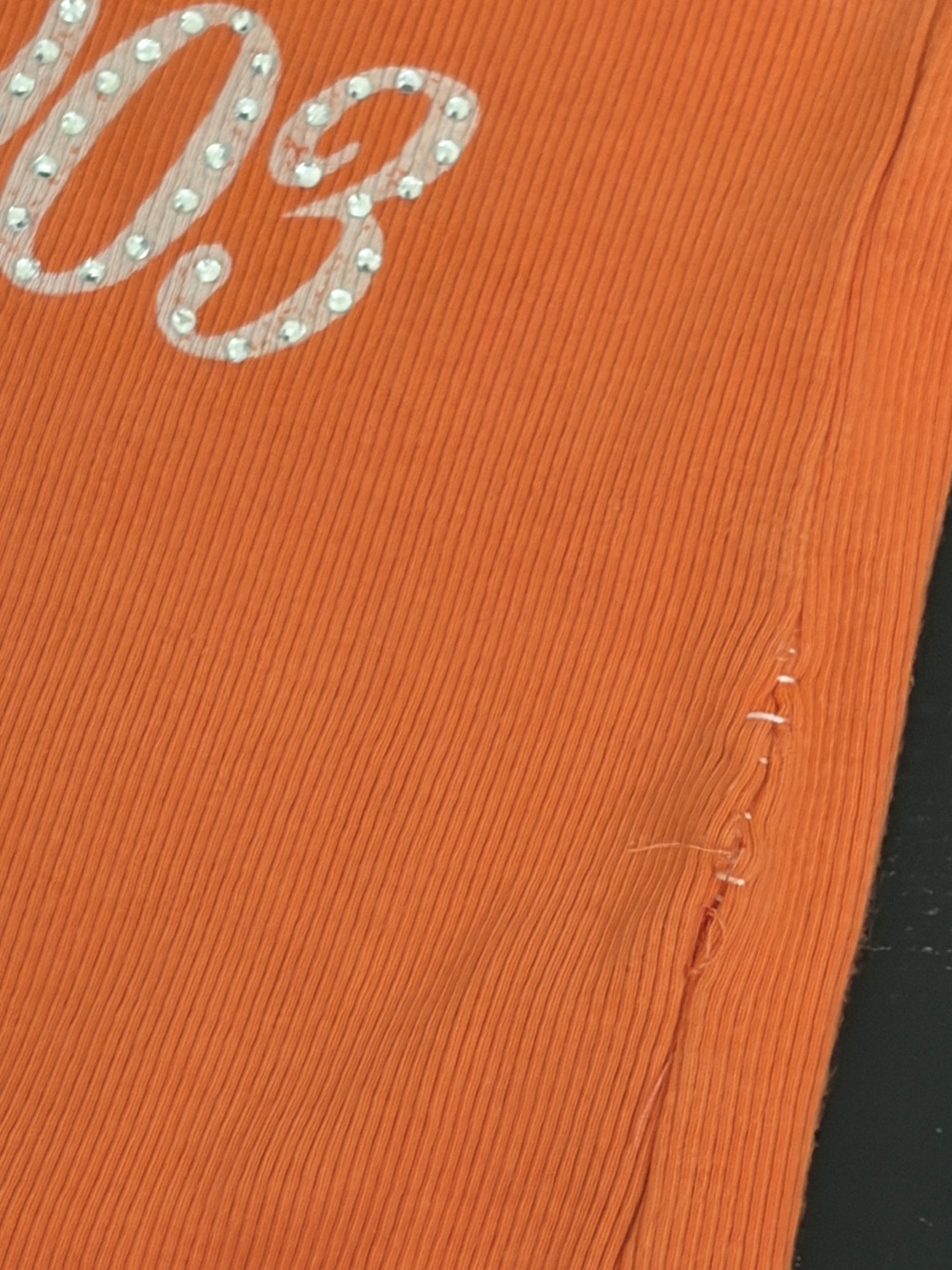 Harley Davidson Orange Ribbed Tank Top Studded Logo Y2K USA Retro Size Small - Picture 4 of 4